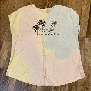 Lane Bryant Pastel Color wash Cap Sleeve Vacation T-shirt Pink Yellow Blue